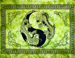 Wholesale Yin Yang Dragon Tapestry 69'x108' (Green)