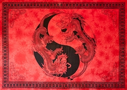 Wholesale Yin-Yang Dragon Tapestry 72"x 108" (Red)