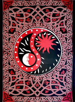 Wholesale Yin Yang Sun & Moon Tapestry 72"x 108" (Red)