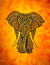 Wholesale Elephant Tapestry 69"x108" (Orange)