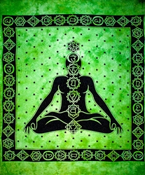 Wholesale 7 Chakra Tapestry 69"x108" (Green)