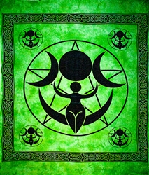 Wholesale Triple Moon Goddess Tapestry 72"x108" (Green)