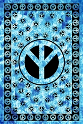 Wholesale Peace Sign Tapestry 72"x108" (Turquoise)