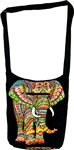 Elephant Shoulder Bag - 14" x 14" (Black/Multicolor)