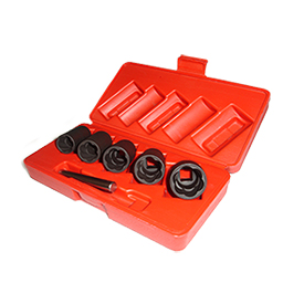 Locking Security Lug Nuts and Damaged Lug Nuts are no match for this socket set. Simply tap the socket onto the lug nut and spin it off with a breaker bar or socket wrench.