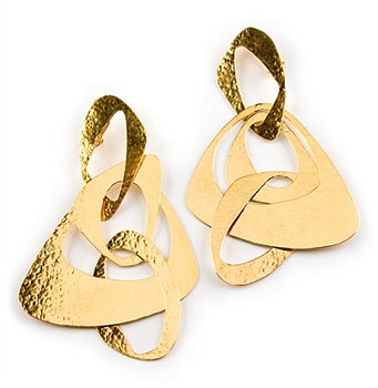 Large Gold Drop Earrings by Herve Van Der Staeten