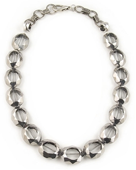 Clear and Silver Glass Beads Necklace by Amor Fati - EXCLUSIVE