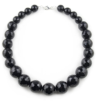 Black Necklace with Onyx Semi-Precious Stones by Paula Rosellini