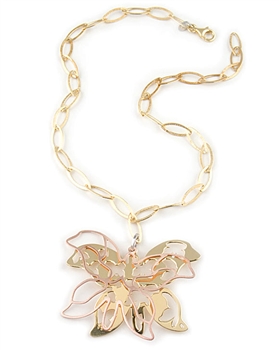 Gold Double Butterfly sterling silver Pendant Necklace by Paula Rosellini
