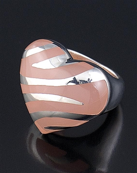 Sterling Silver Heart Ring with Pink Resin by JC Bertranet