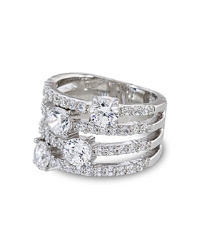 Sterling Silver with Cubic Zirconia Ring by Monaco