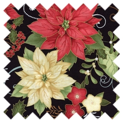 Home for the Holidays Poinsettias Black 03261-12 from Benartex