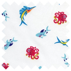 Pique Fabric Sea Creatures 341 White from Fabric Finders