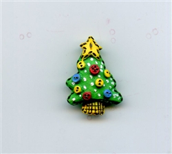 Christmas Tree Decorated Green Button 3D-4278