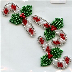 Sequined Applique Candy Cane and Holly SM986PR from Expo International