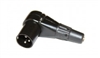 QAD3 Adapter, compact thread unbalanced (F) to balanced (M) 90 degree XLR, phantom powered, Black