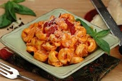 Tortellini with Tomato Sauce, Veggies and Dessert