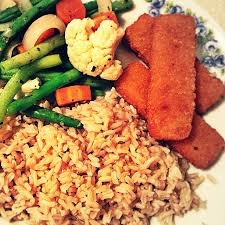 Tuesday, March 24th / Fish Sticks, Rice, Veggies and Fruit