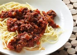 Wednesday, Aug 29th ,Pasta with Meat Sauce, Veggies and Dessert