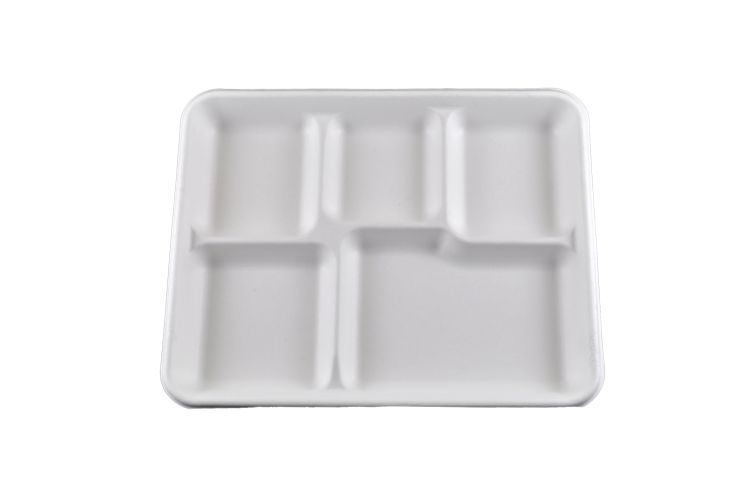 Compostable 5 Compartment Tray - 500/Cs (4 X 125)