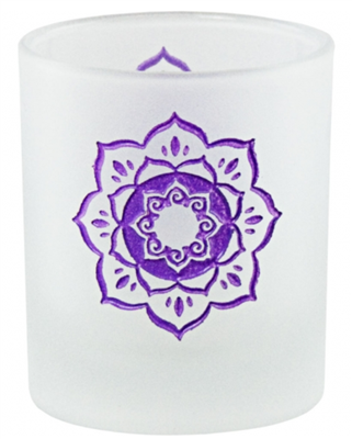 Etched Glass Lotus Votive