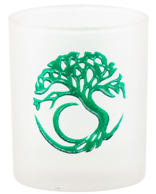 Etched Glass Tree of Life Votive