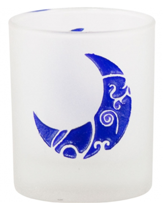 Etched Glass Moon Votive