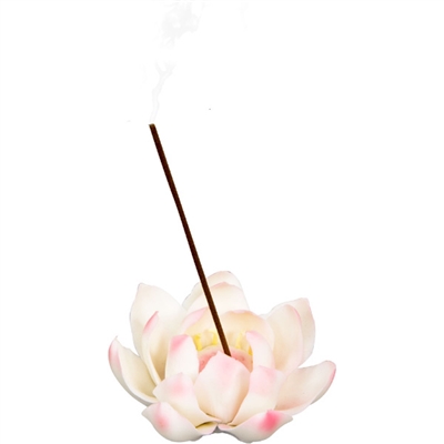Ceramic Incense Holder: White Lotus