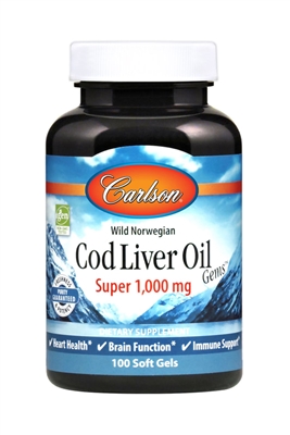Cod Liver Oil, Super 1,000 mg: Bottle: Softgels / 100 Softgels