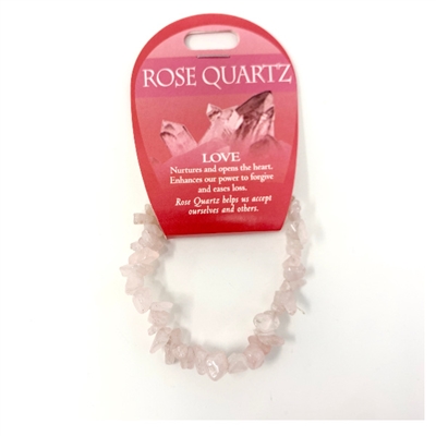 Rose Quartz Chip Bracelet : Love