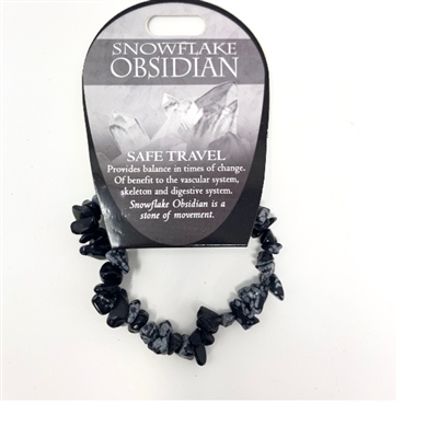 Snowflake Obsidian Chip Bracelet : Safe Travel
