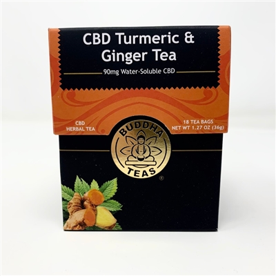 CBD Turmeric & Ginger Tea: Box / Individual Tea Bags: 18 Bags