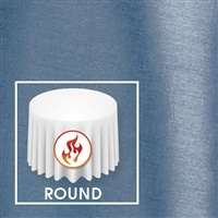 102” Round Polished-Luster Flame Retardant Satin Tablecloth
