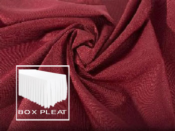 Box Pleat Spun Polyester Table Skirt 6 Foot Table - 3 Sides Covered