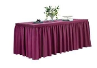 Shirred Spun Polyester Table Skirt 6 Foot Table - All Sides Covered