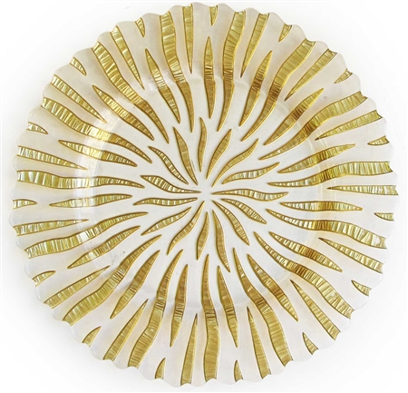 13" Chargeit by Jay Round Halley Gold Glass Charger Plate - Set of 12 | RazaTrade