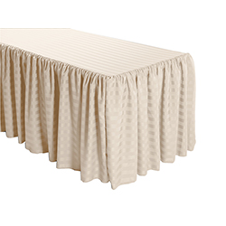 Shirred Stripe Polyester Table Skirt - 6 Foot Table (All sides covered) 17FT Section