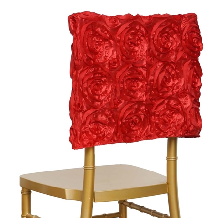 Grandiose Rosette Chair Caps (Square-Top) – Red