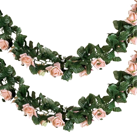 6 Ft Blush UV Protected Rose Chain Artificial Flower Garland