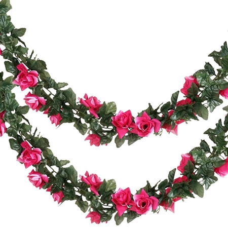6 Ft Fushia UV Protected Rose Chain Artificial Flower Garland