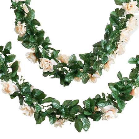 6 Ft Peach UV Protected Rose Chain Artificial Flower Garland