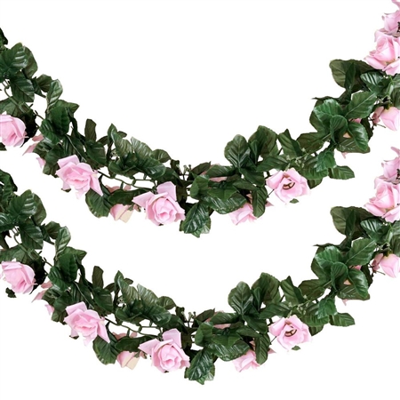 6 Ft Pink UV Protected Rose Chain Artificial Flower Garland