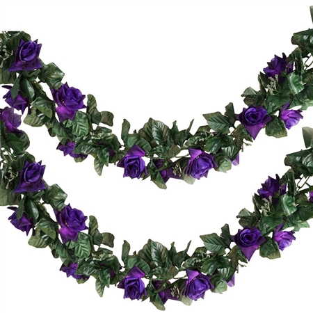 6 Ft Purple UV Protected Rose Chain Artificial Flower Garland
