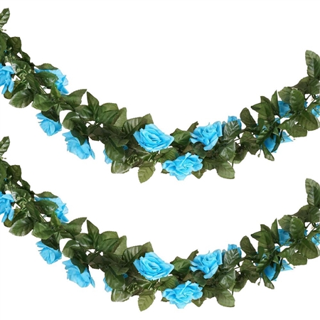 6 Ft Turquoise UV Protected Rose Chain Artificial Flower Garland