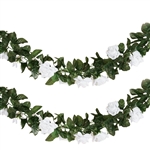 6 Ft White UV Protected Rose Chain Artificial Flower Garland