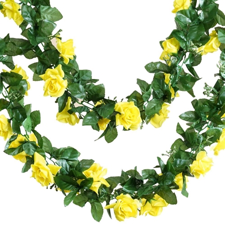 6 Ft Yellow UV Protected Rose Chain Artificial Flower Garland