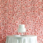 11 Sq ft. 4 Panels 3D Silk Rose & Hydrangea Flower Wall Mat Backdrop - Blush/Rose Gold & Cream