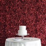 11 Sq ft. 4 Panels 3D Silk Rose & Hydrangea Flower Wall Mat Backdrop - Burgundy