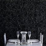 11 Sq ft. 4 Panels 3D Silk Rose & Hydrangea Flower Wall Mat Backdrop - Black
