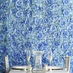 11 Sq ft. 4 Panels 3D Silk Rose & Hydrangea Flower Wall Mat Backdrop - Blue